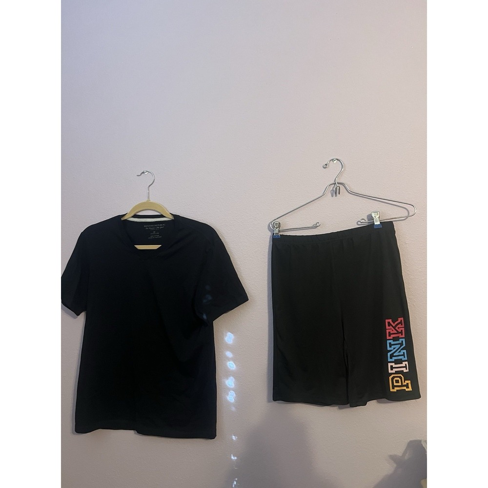 Banana Republic Black Tee Shirt Shorts PINK Lot Size Medium